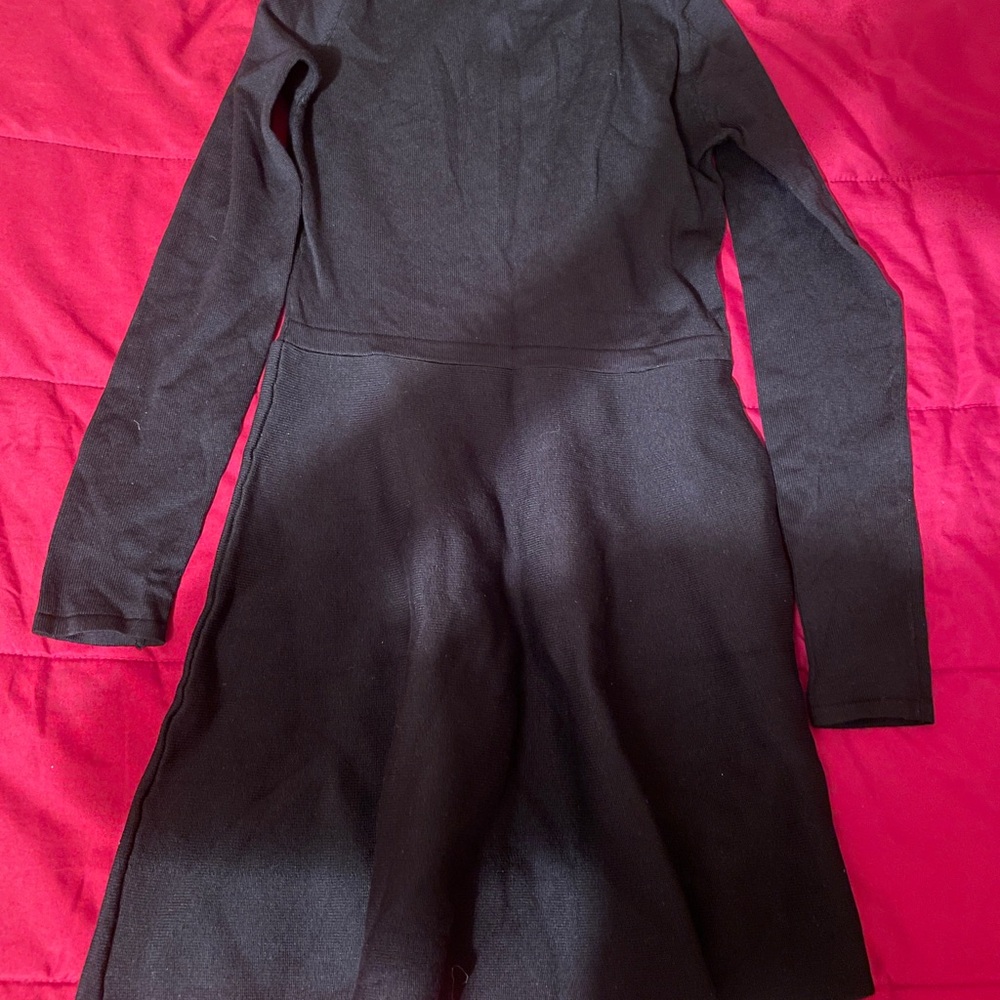 Elegant Black Turtle-neck Long Sleeve Dress